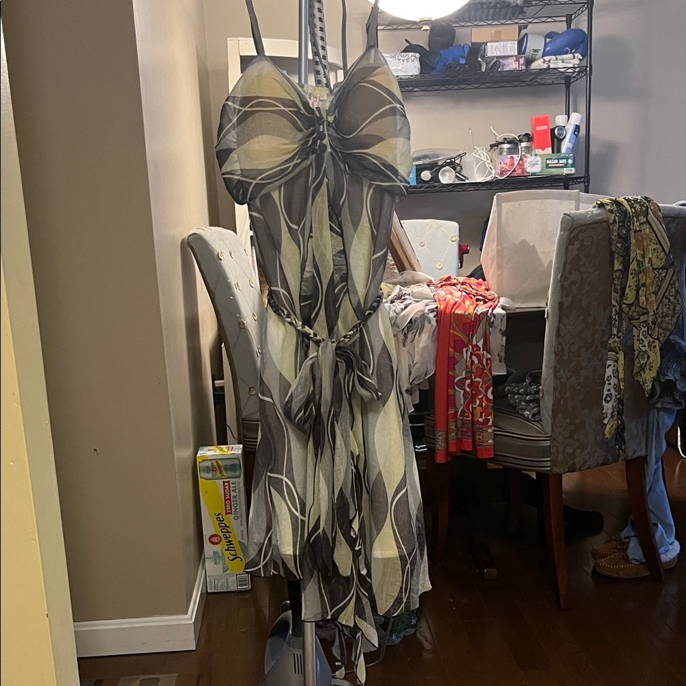 Pretty Angel Black and Cream Patterned Midi Dress